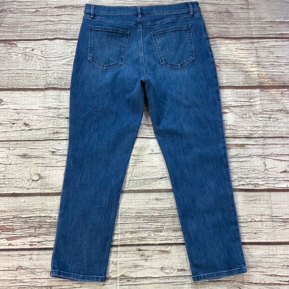 Ann Taylor Womens Jeans size 14 Dark Wash Straight Crop Ankle x28" Denim Stretch - Picture 8 of 10
